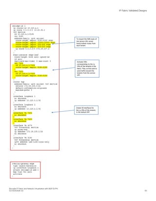 IP Fabric Validated Designs
Brocade IP Fabric and Network Virtualization with BGP EVPN
53-1004308-03 151
 