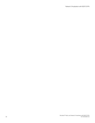 Network Virtualization with BGP EVPN
Brocade IP Fabric and Network Virtualization with BGP EVPN
32 53-1004308-03
 