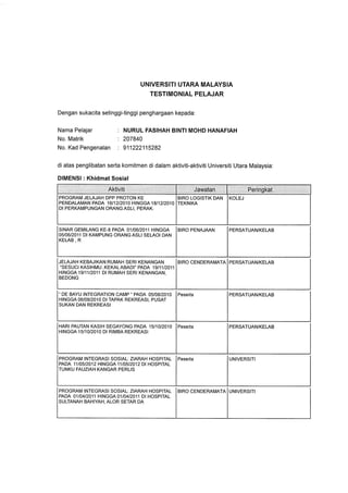 TESTIMONIAL PELAJAR UUM