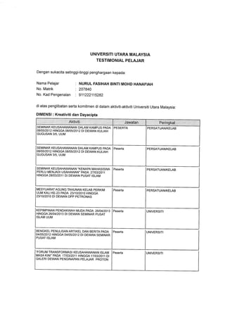 TESTIMONIAL PELAJAR UUM