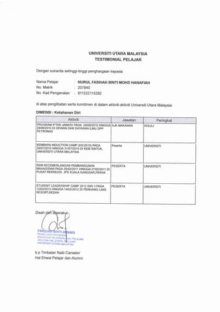 TESTIMONIAL PELAJAR UUM