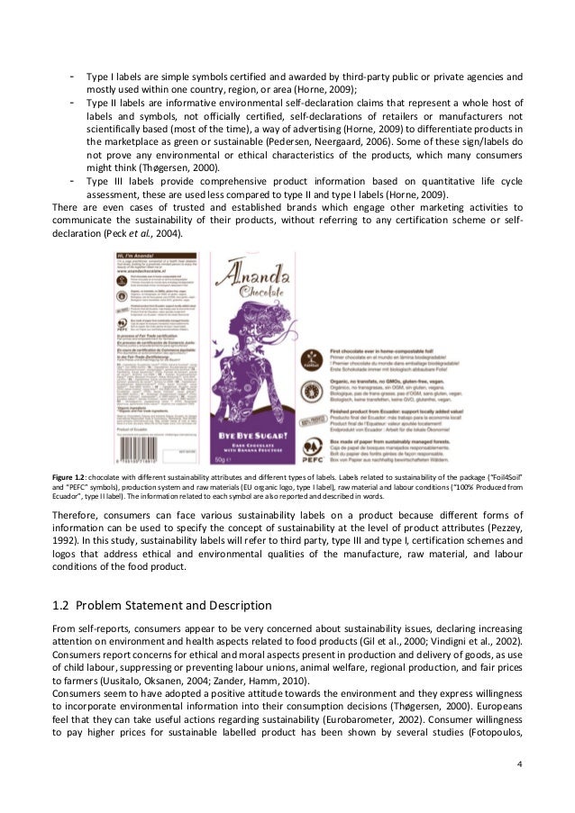 Sustainability labels on food products
