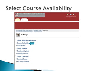 Setting Course Availability