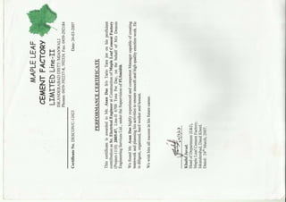 Maple Leaf Exp. Certificate