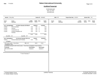 Cheryl's Unofficial Transcript | PDF