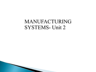 MANUFACTURING
SYSTEMS- Unit 2
 