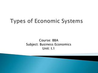 Course: BBA
Subject: Business Economics
Unit: I.1
 
