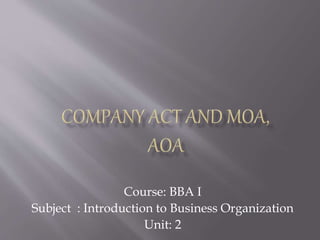Course: BBA I
Subject : Introduction to Business Organization
Unit: 2
 