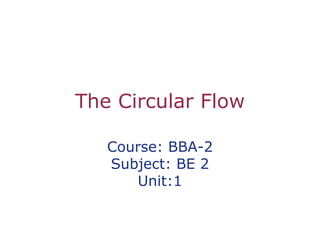 The Circular Flow
Course: BBA-2
Subject: BE 2
Unit:1
 