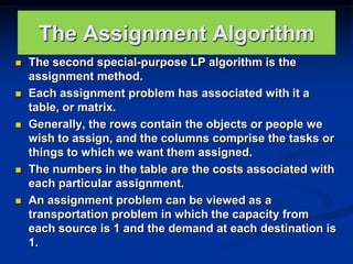 Assignment Model Algorithm Bba 3274 qm week 9 transportation and assignment models | PPT