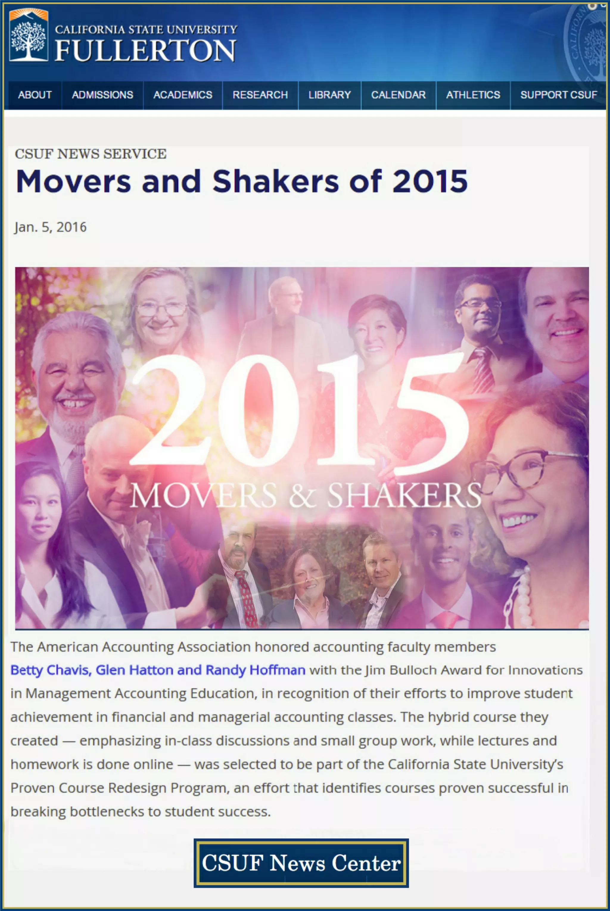 CSU FULLERTON Movers & Shakers 2015 PDF