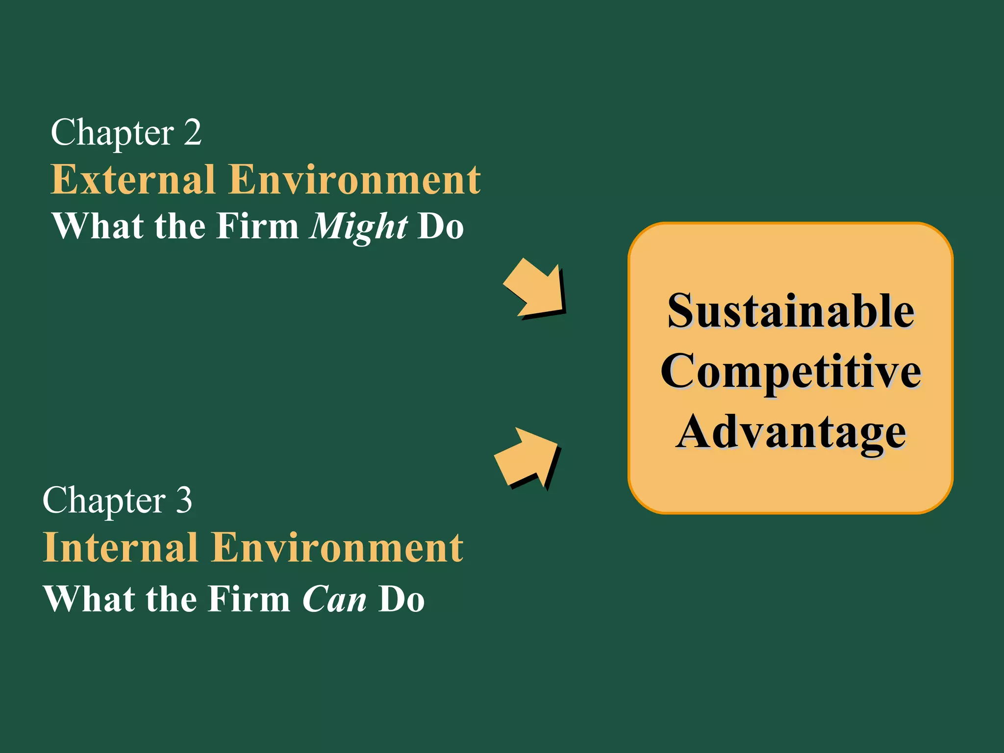 Chapter 2 External Environment What the Firm  Might  Do Chapter 3 Internal Environment What the Firm  Can  Do Sustainable Competitive Advantage 