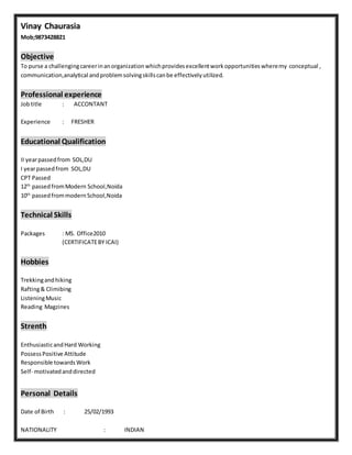 Vinay Chaurasia resume | DOCX