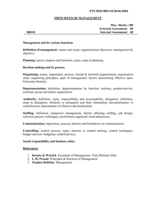 Bba course outline | PDF