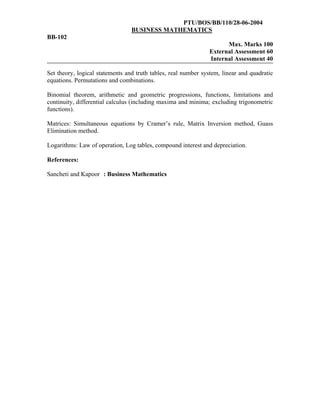Bba course outline | PDF