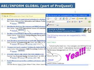 ABI/INFORM GLOBAL (part of ProQuest) Yea!!! 