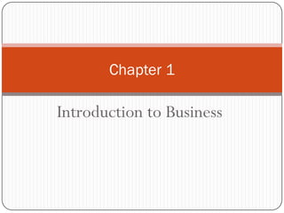 Chapter 1

Introduction to Business

 