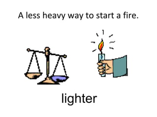A less heavy way to start a fire.
lighter
 