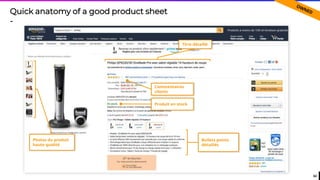 62
Quick anatomy of a good product sheet
-
Photos du produit
haute qualité
Produit en stock
Bullets points
détaillés
Titre détaillé
Commentaires
clients
 