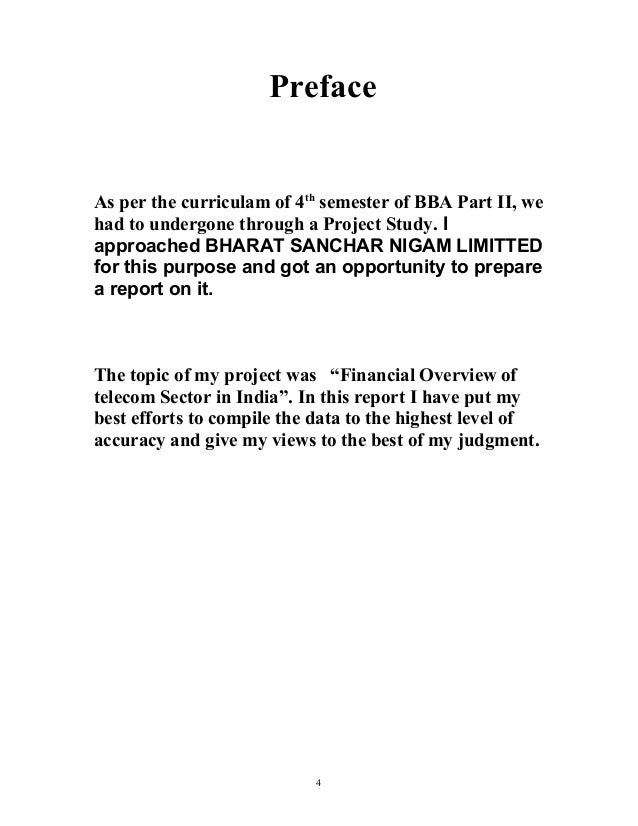preface sle for project report bba project preface sle for project report bba project