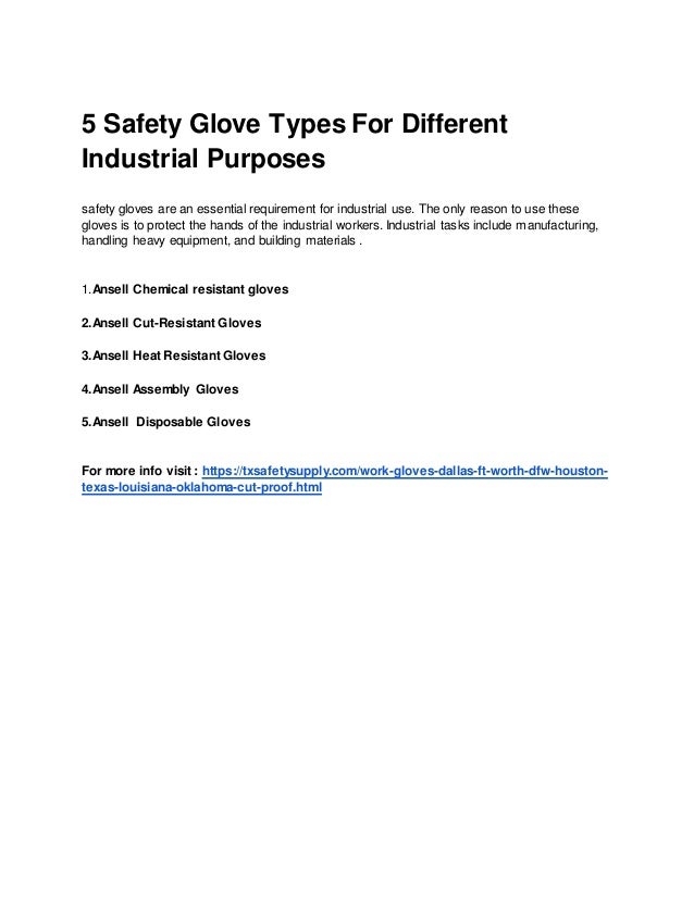 5 safety glove types for different industrial purposes