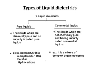 Types of Liquid dielectrics
 