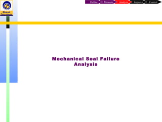 Mechanical Seal Failure
Analysis
ControlImproveAnalyzeMeasureDefine
 