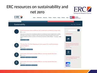 ERC resources on sustainability and
net zero
 