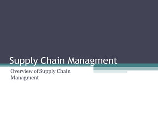 Supply Chain Managment
Overview of Supply Chain
Managment
 
