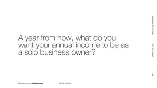 Brought to you by thefutur.com ©2018 Chris Do
BUSINESSBOOTCAMP				TWOTHOUSAND						18
A year from now, what do you
want your annual income to be as
a solo business owner?
 