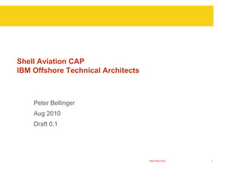 1RESTRICTED
Shell Aviation CAP
IBM Offshore Technical Architects
Peter Bellinger
Aug 2010
Draft 0.1
 