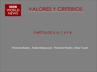 Florencia Bacelo , Analía Matyszczyk , Florencia Reolón y Elisa Tuyaré CAPÍTULOS 5, 6, 7, 8 Y 9 VALORES Y CRITERIOS 
