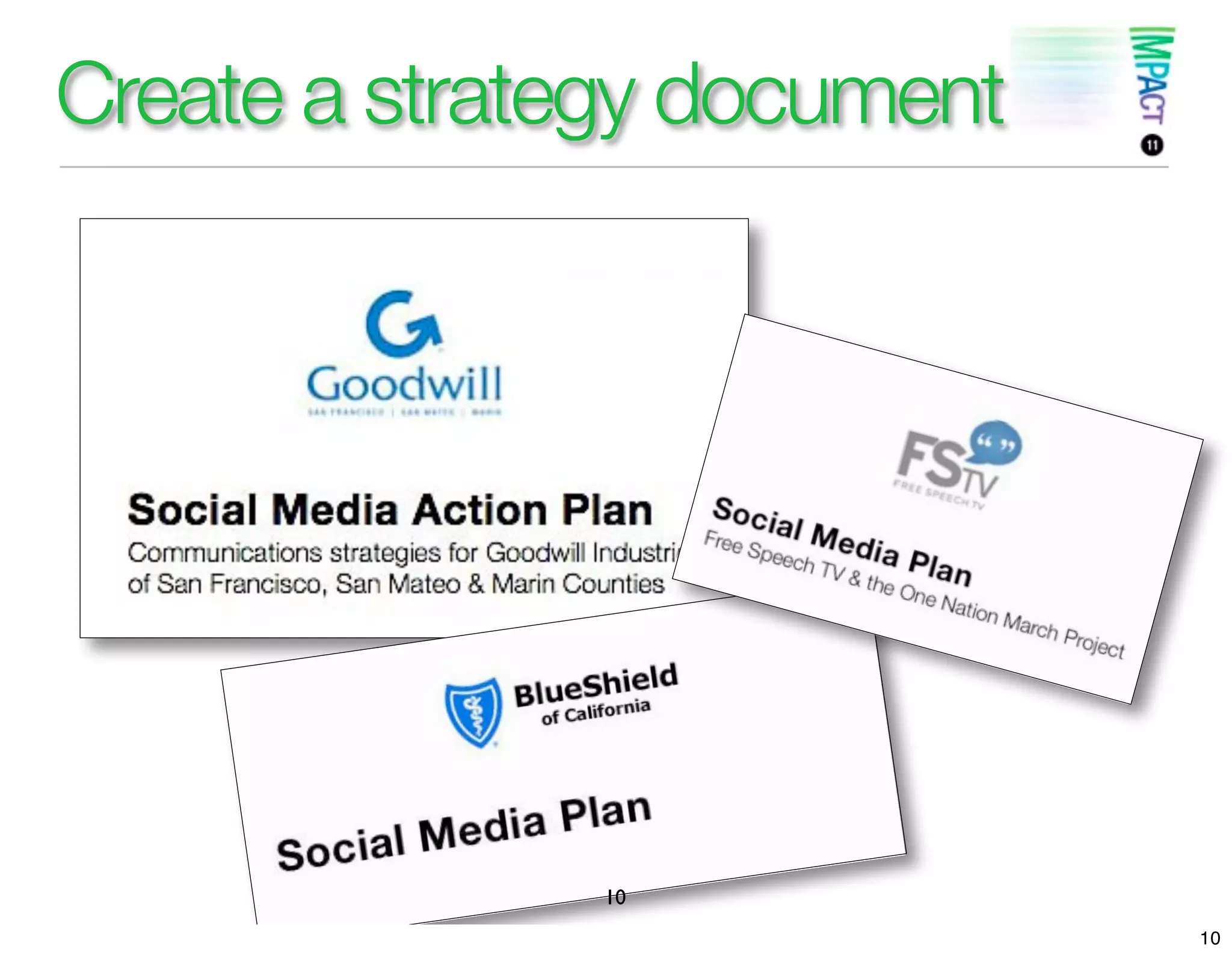 Create a strategy document




               10
                             10
 