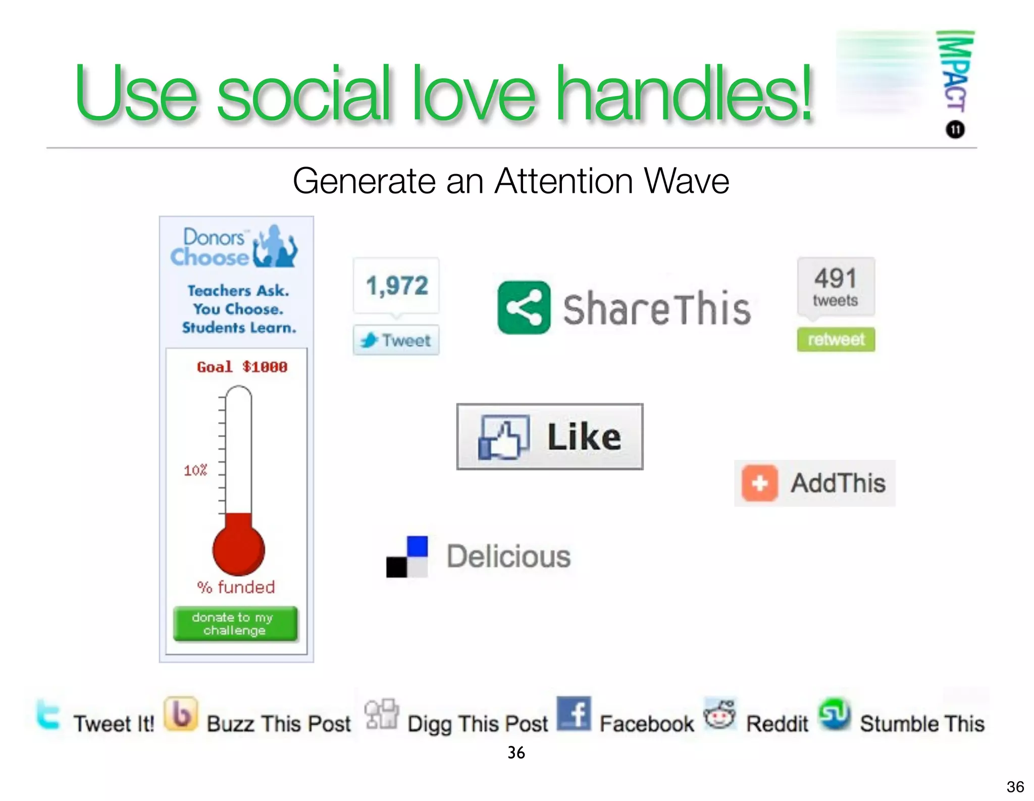Use social love handles!
       Generate an Attention Wave




                   36
                                    36
 