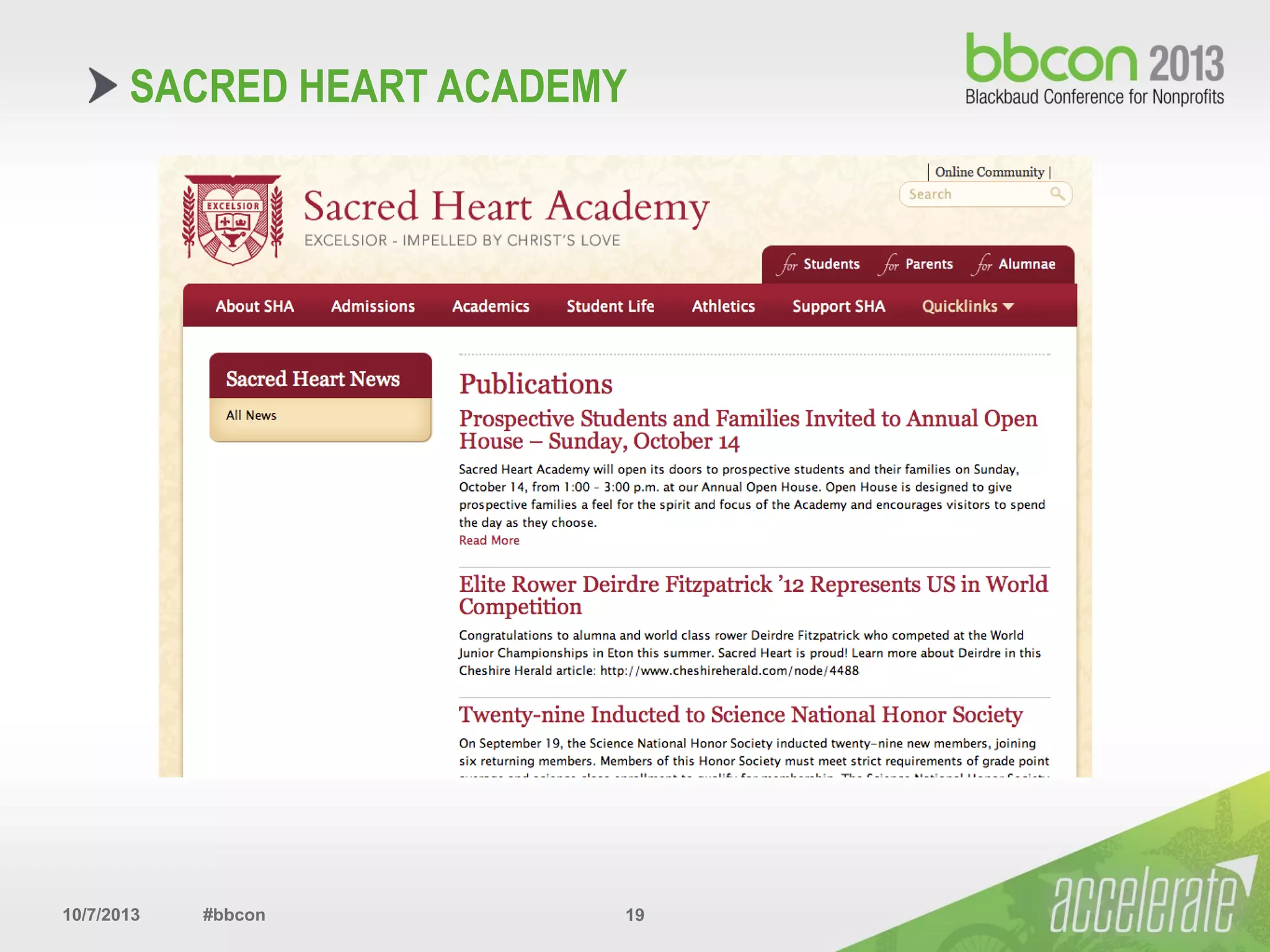 10/7/2013 #bbcon 19
SACRED HEART ACADEMY
 