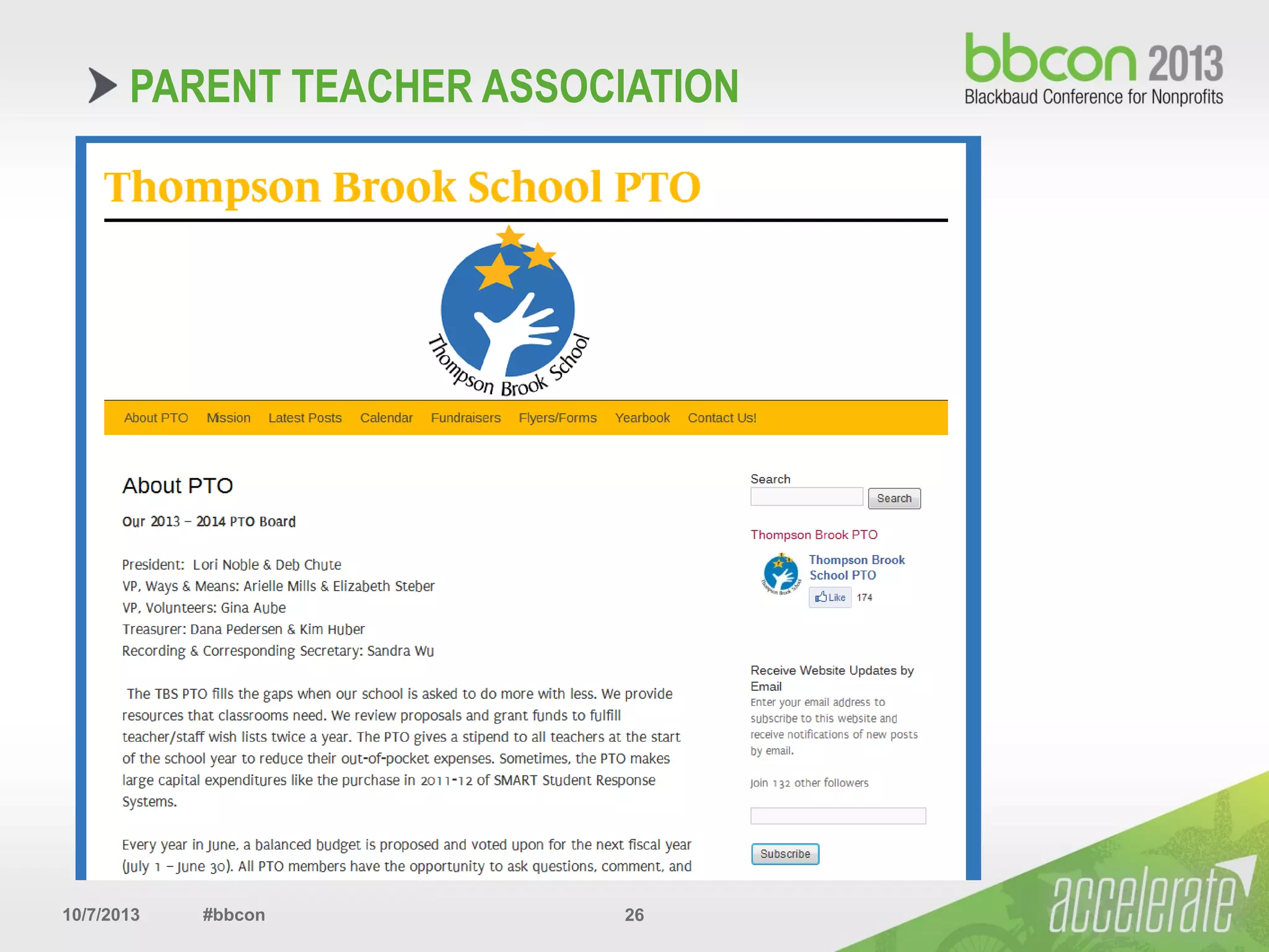 10/7/2013 #bbcon 26
PARENT TEACHER ASSOCIATION
 