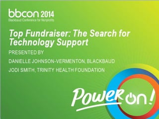 Selling Your Vision 
How to Build Leadership Support for New Technology Investments 
Presented by: 
Danielle Johnson Vermenton, Senior Interactive Consultant 
Chris Schwartz, Grace Church Community Center  