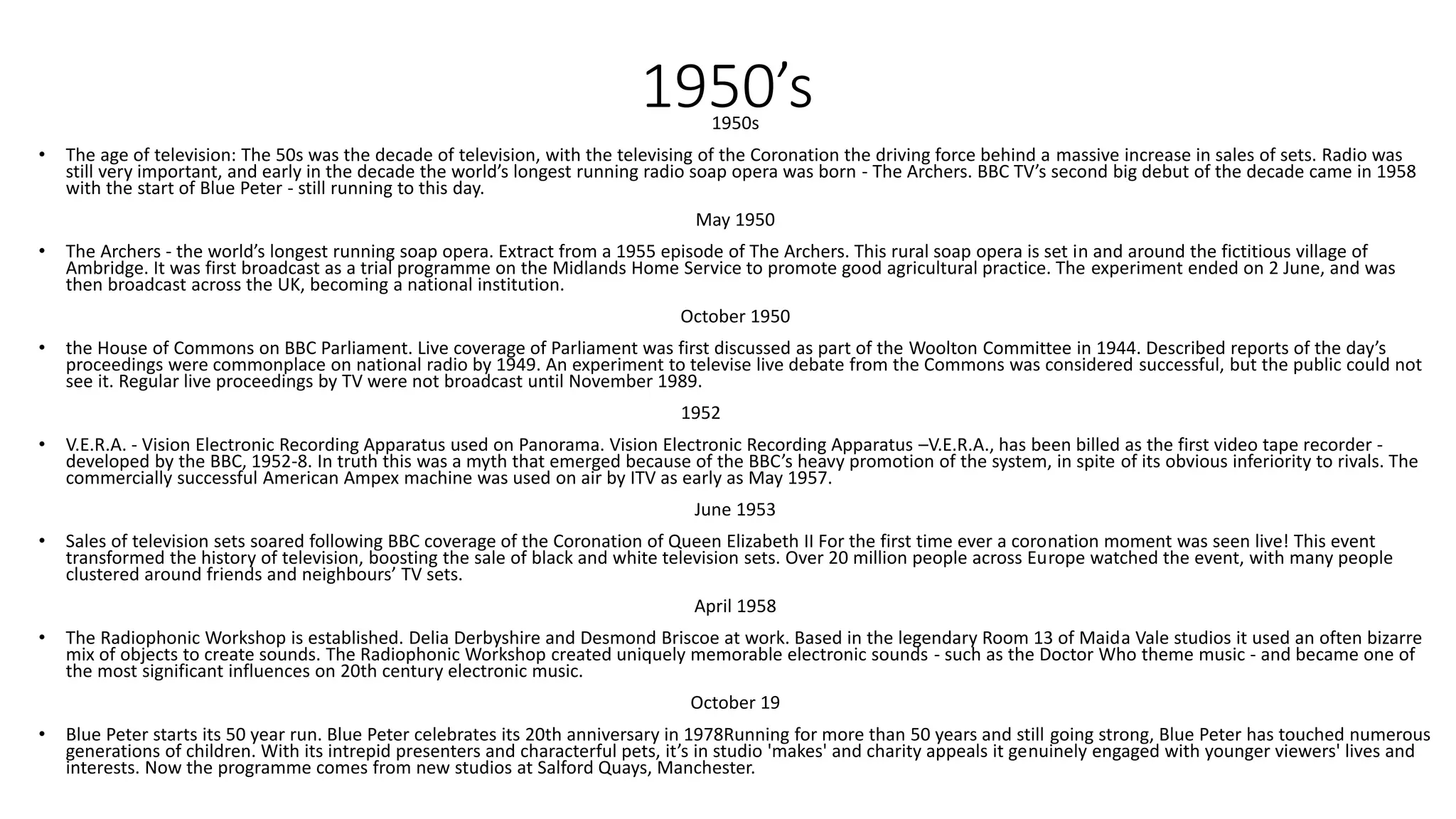Timeline of the BBc | PPTX