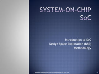 Introduction to SoC
Design Space Exploration (DSE)
Methodology
42Created by Subhash Iyer for Soft Polynomials (I) Pvt. Ltd.
 