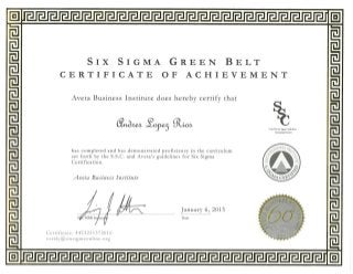 Andres Lopez Rios Six Sigma Green Belt Certification