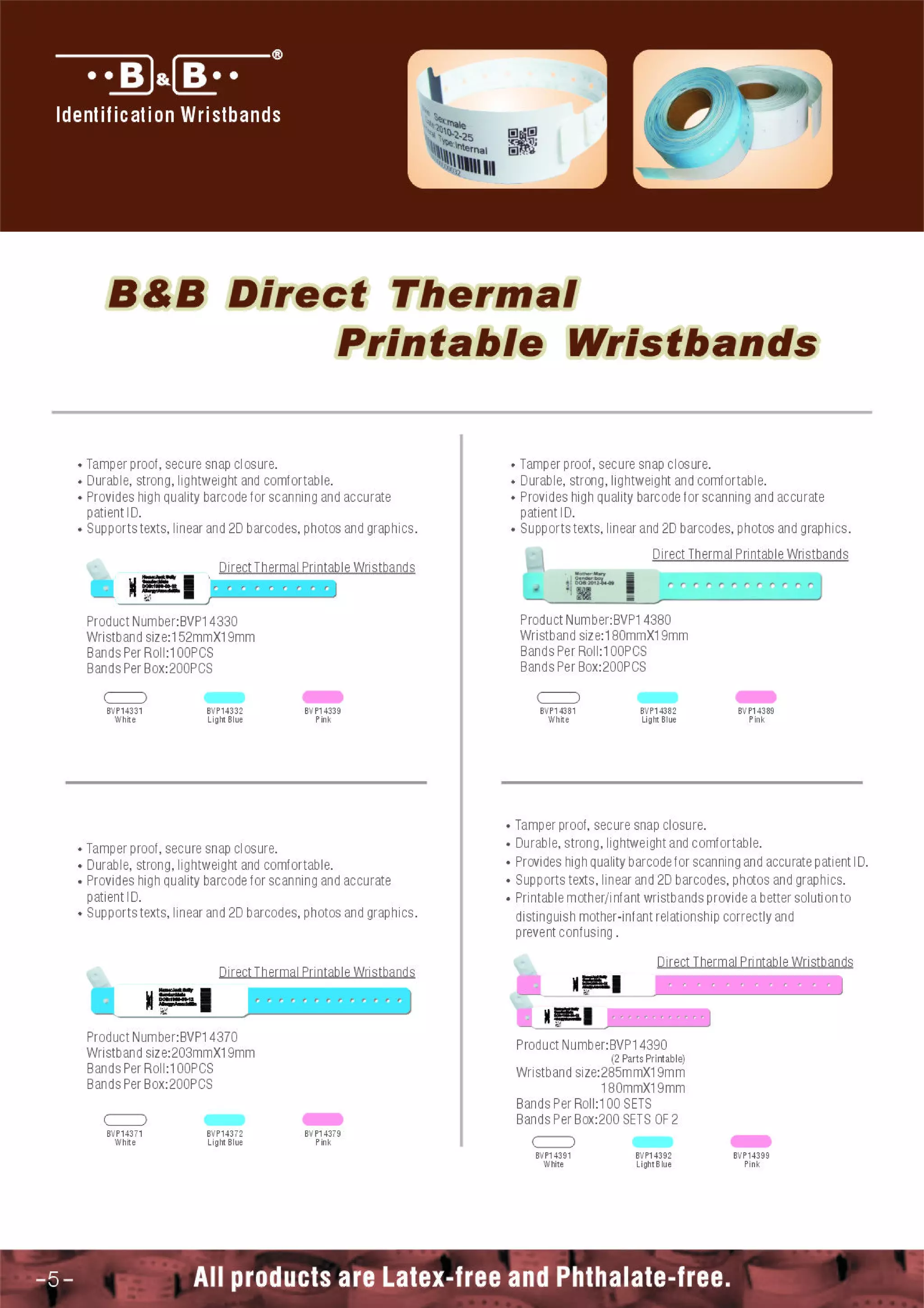 B&amp;B Direct thermal printable wristbands | PDF