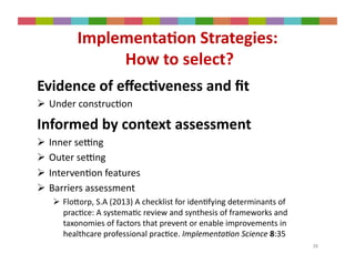 Implementation Strategies & Outcomes: Advancing the Science | PDF