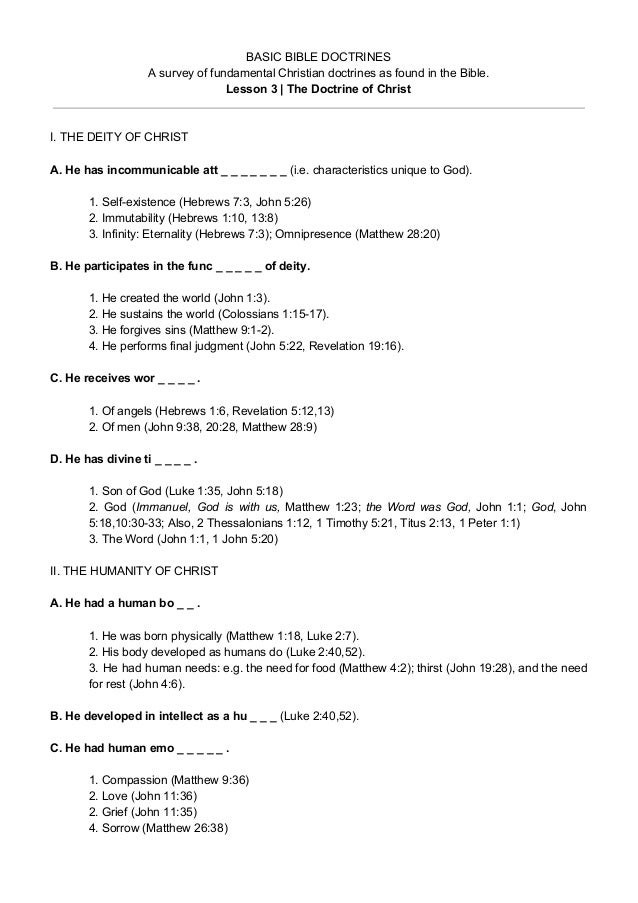 Basic Bible Doctrine Lesson 3 Christ