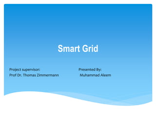 Smart Grid
Project supervisor: Presented By:
Prof Dr. Thomas Zimmermann Muhammad Aleem
 