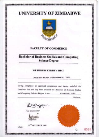 Degree Certificate (BBSCT)