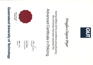 Doug Pryor QUT Advanced Certificate in Policing