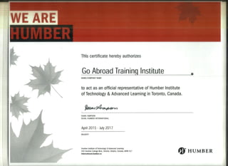 Humber Certificate