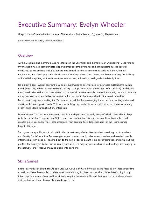 Example of executive summary for assignment picture