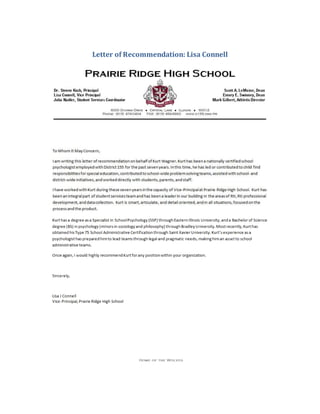 Letter of Recommendation: Lisa Connell
 