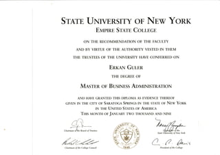 Empire State College Master Diploma